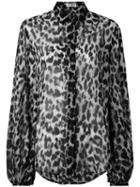 Saint Laurent - Leopard Print Blouse - Women - Silk - 36, Grey, Silk