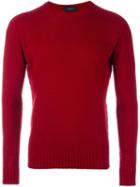 Zanone Classic Jumper, Men's, Size: 46, Red, Virgin Wool