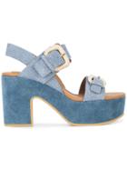 See By Chloé Denim Nora Platform Sandals - Blue