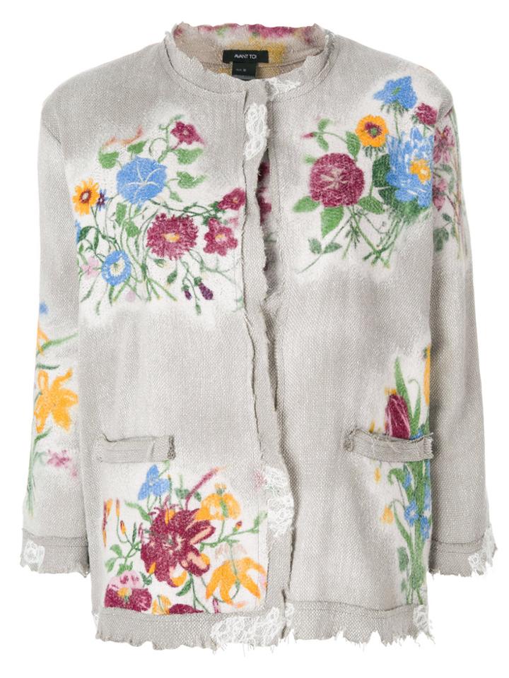 Avant Toi Floral Jacket - Grey