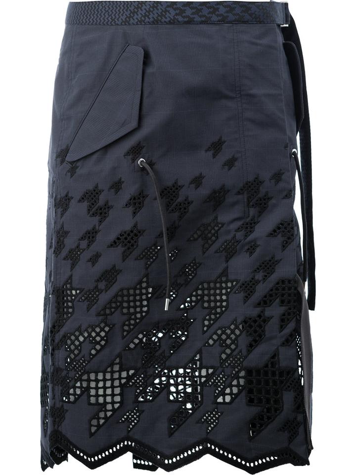 Sacai - Jagged Hem Cut-out Skirt - Women - Cupro - 2, Women's, Black, Cupro