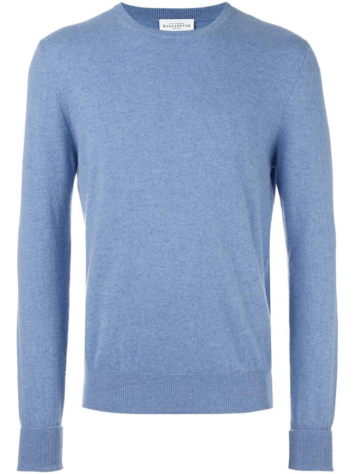 Ballantyne Crew Neck Jumper, Men's, Size: 54, Blue, Cashmere