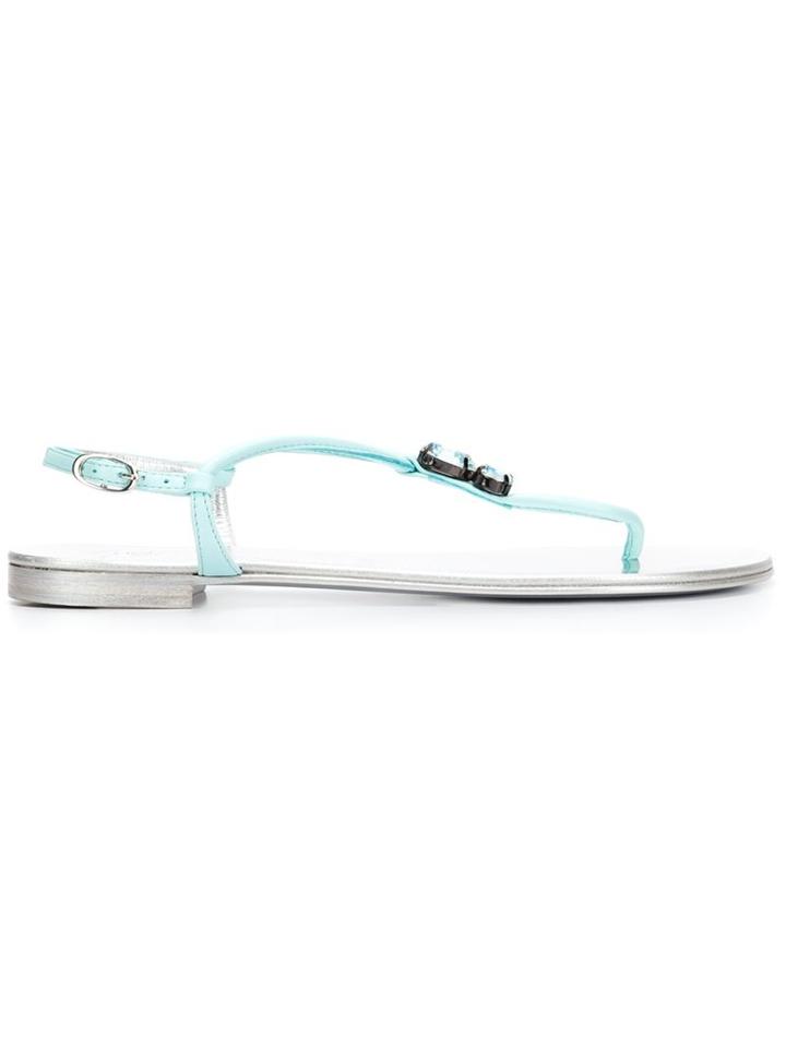 Giuseppe Zanotti Design Crystal Thong Strap Sandals