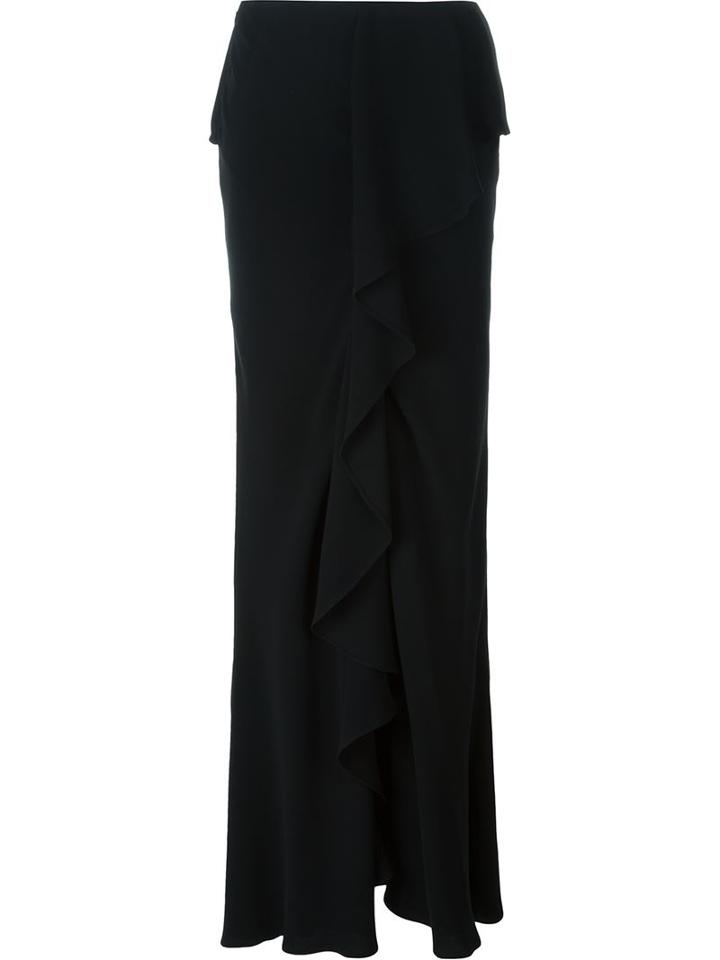 Alexander Mcqueen Ruffled Maxi Skirt, Women's, Size: 44, Black, Silk