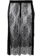 Steve J & Yoni P Lace Detail Skirt, Women's, Size: Medium, Black, Cotton/nylon
