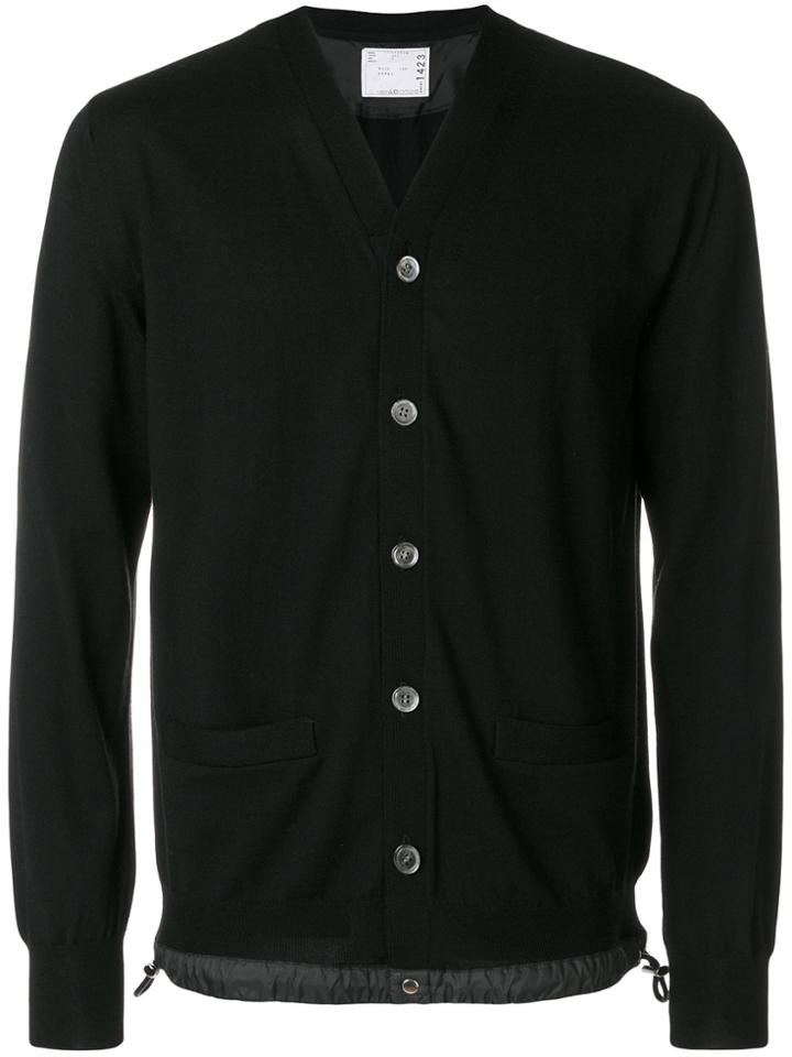 Sacai Drawstring Hem Cardigan - Black