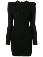 Balmain Shoulder Button Dress - Black