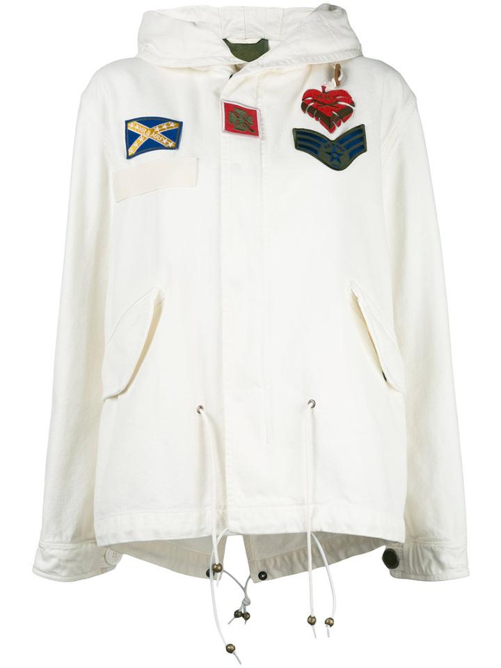 Mr & Mrs Italy Patch Hooded Coat, Women's, Size: Small, White, Cotton/viscose/polyester