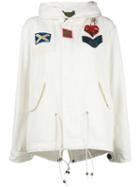 Mr & Mrs Italy Patch Hooded Coat, Women's, Size: Small, White, Cotton/viscose/polyester