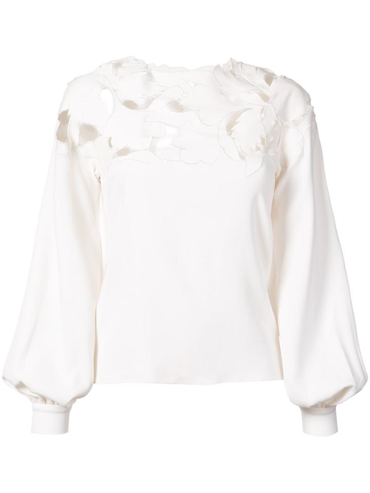 Oscar De La Renta Embroidered Blouse - White
