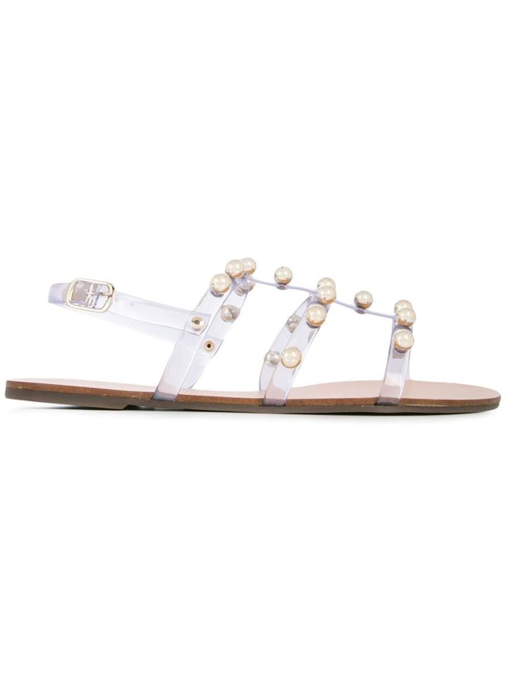 Schutz Yarin Transparent Embellished Sandals - Metallic