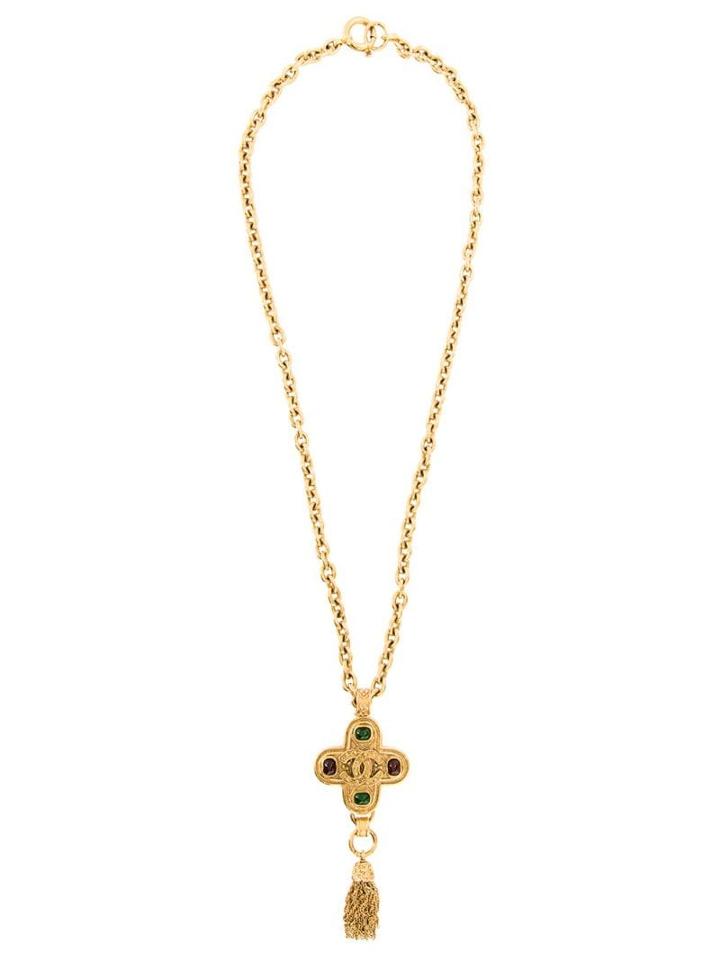 Chanel Pre-owned Rhinestone Fringed Necklace - Metallic