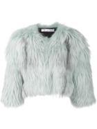 Oscar De La Renta Fox Fur Jacket, Women's, Size: Small, Green, Silk/fox Fur
