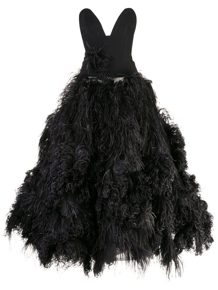 Oscar De La Renta Feathered Ball Gown - Black