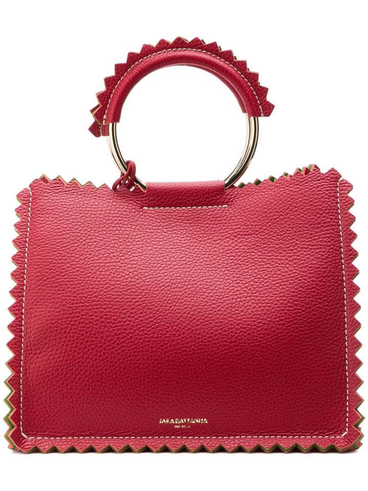 Sara Battaglia Zigzag Trimmed Tote Bag - Red
