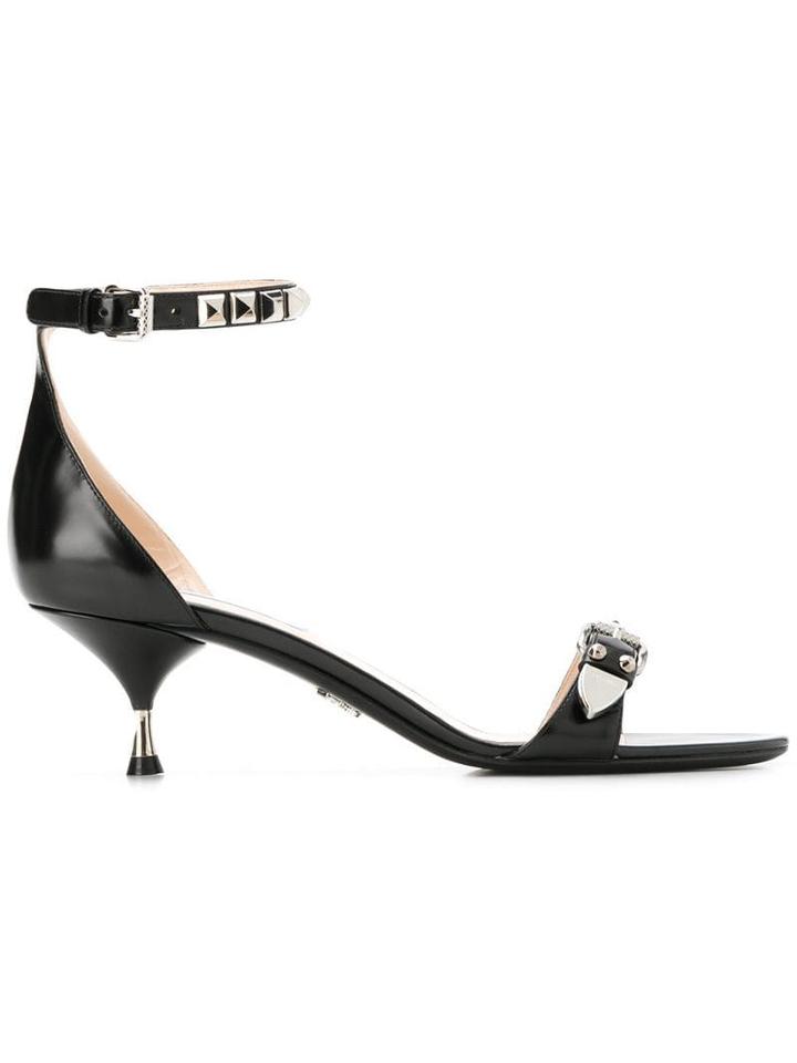 Prada 60 Studded Sandals - Black