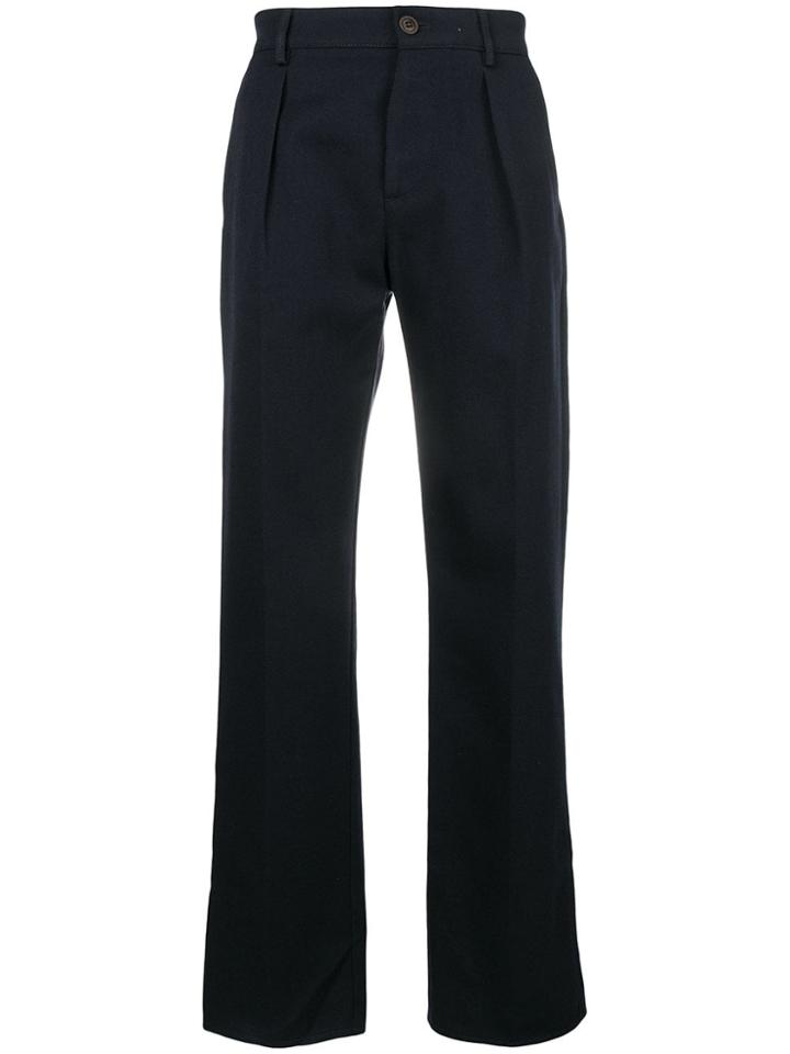 Fortela Straight-leg Pleated Trousers - Blue