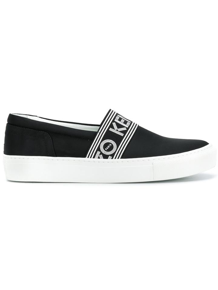 Kenzo Logo Stripe Slip-on Sneakers - Black