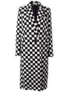 Courrèges Checked Long Coat, Women's, Size: 38, Black, Silk/wool/polyamide