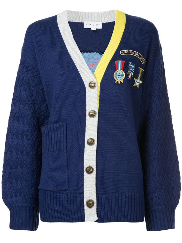 Mira Mikati Badge And Patch Cardigan - Blue