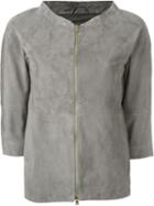 Herno Zip-up Jacket, Women's, Size: 42, Grey, Lamb Skin/polyamide/polyurethane