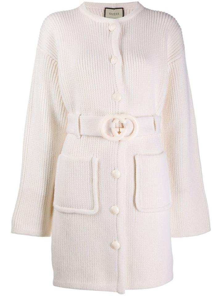 Gucci Interlocking G Belted Cardi-coat - Neutrals