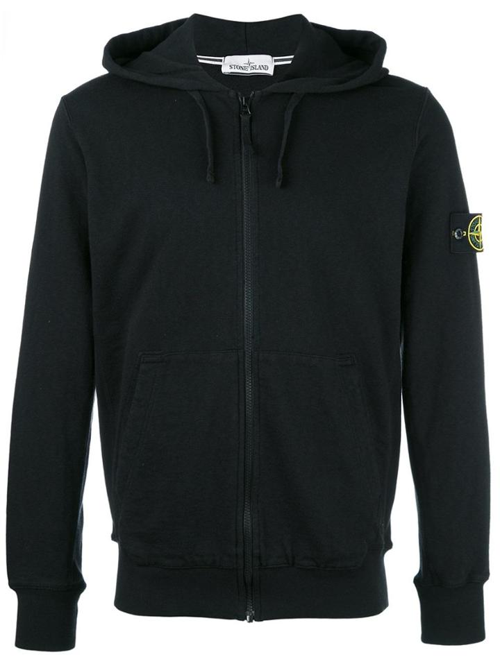 Stone Island Zip Hoodie - Black