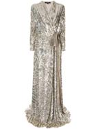 Jenny Packham Floor Length Sequin Dress - Silver