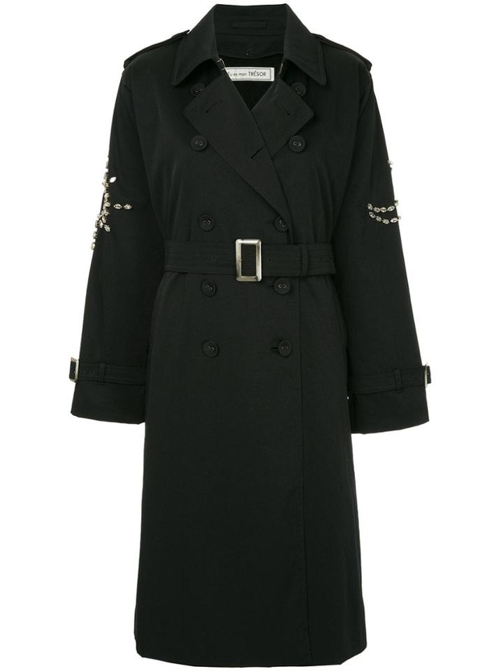 Tu Es Mon Trésor Bijou Trench Coat - Black