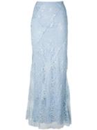 Alberta Ferretti - Embroidered Skirt - Women - Polyamide/acetate/viscose/other Fibers - 40, Blue, Polyamide/acetate/viscose/other Fibers