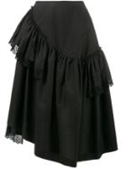 Simone Rocha Lace-trimmed Ruffle Skirt, Women's, Size: 8, Black, Cotton