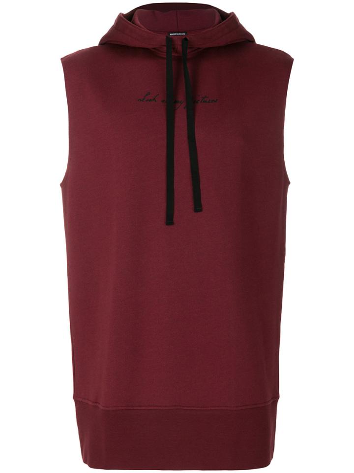 Ann Demeulemeester Long-line Sleeveless Hoodie - Red
