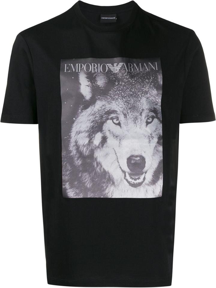 Emporio Armani Wolf Print Crewneck T-shirt - Black