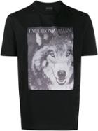 Emporio Armani Wolf Print Crewneck T-shirt - Black