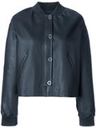 Yves Salomon Leather Bomber Jacket - Blue