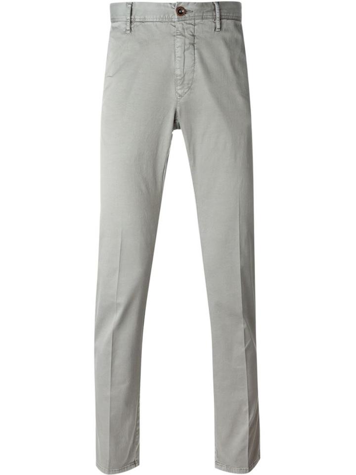 Incotex Slim Chino Trousers, Men's, Size: 38, Grey, Cotton/spandex/elastane
