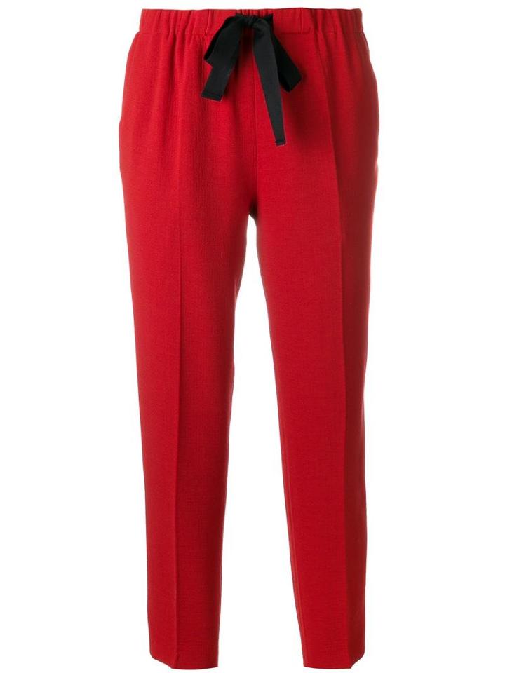 Forte Forte Drawstring Cropped Trousers, Women's, Size: Ii, Red, Virgin Wool/viscose
