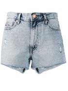 Tommy Jeans Distressed Denim Shorts - Blue