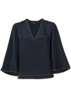 Derek Lam - Flared Three-quarters Sleeves Blouse - Women - Silk - 40, Women's, Blue, Silk