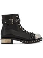 Alexander Mcqueen Black Studded Ankle Boots