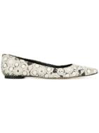 Tory Burch Embellished Pointed Toe Ballerinas - Nude & Neutrals