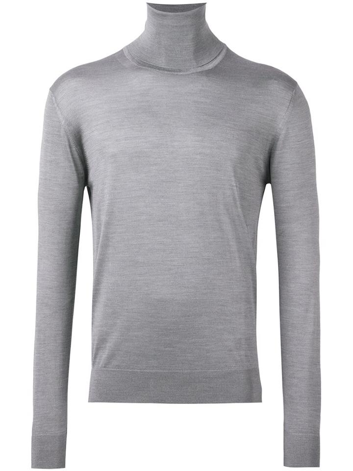 Lanvin Turtleneck Fitted Jumper, Men's, Size: Xl, Grey, Silk