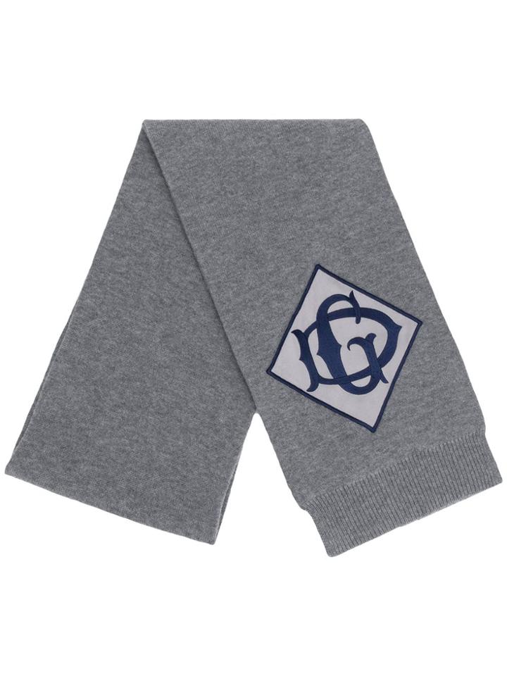 Dolce & Gabbana Embroidered Logo Patch Scarf - Grey