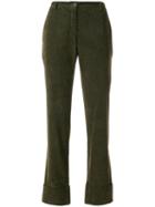 Romeo Gigli Pre-owned Turn-up Straight Leg Trousers - Green