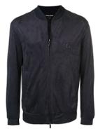Giorgio Armani Embossed Logo Bomber Jacket - Blue