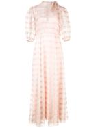 Jill Stuart Sheer Plaid Puff Sleeve Dress - Pink