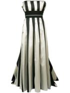 Carolina Herrera - Striped Bustier Ball Gown - Women - Silk/polyester - 8, White, Silk/polyester
