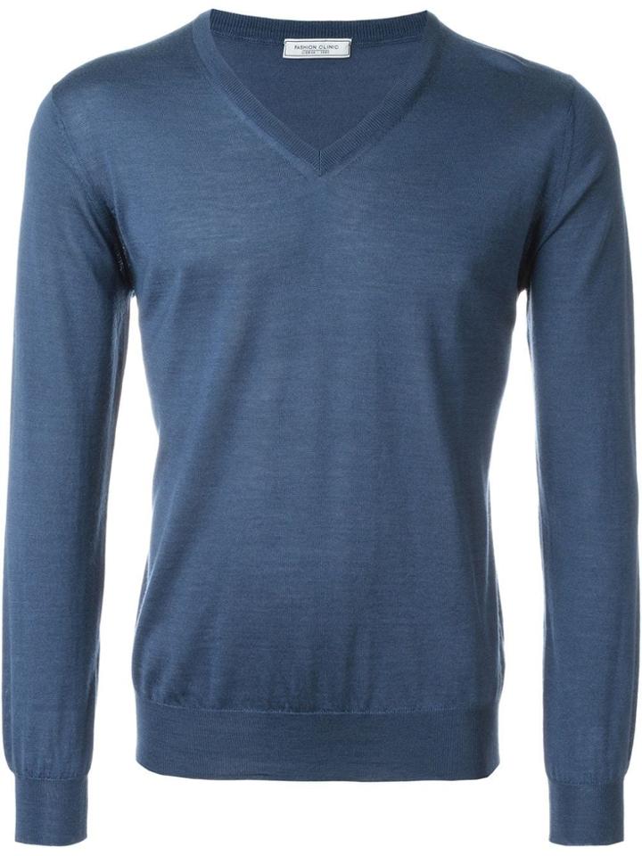 Fashion Clinic Timeless V-neck Sweater - Blue