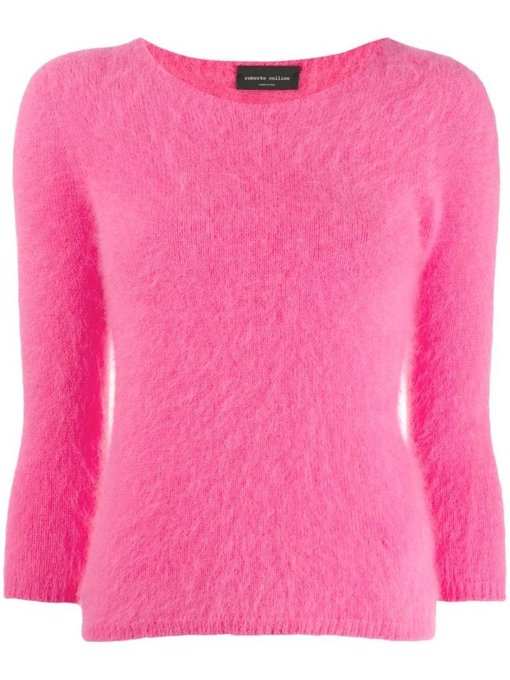 Roberto Collina Cropped-sleeve Knitted Jumper - Pink