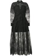 Self-portrait Lace-embroidered Flared Dress - Black